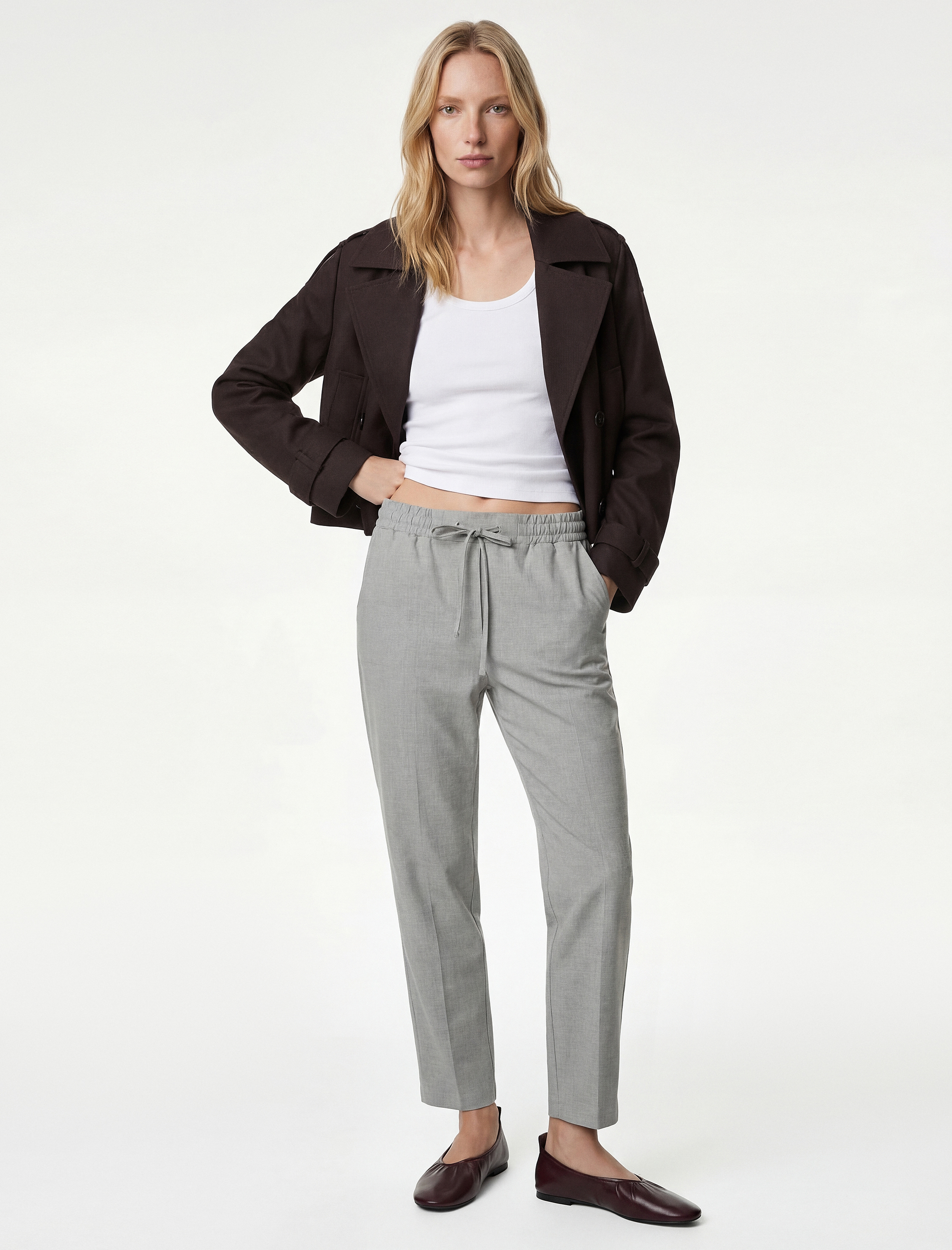   Yüksek Bel Cep Detaylı Rahat Kesim Pantolon