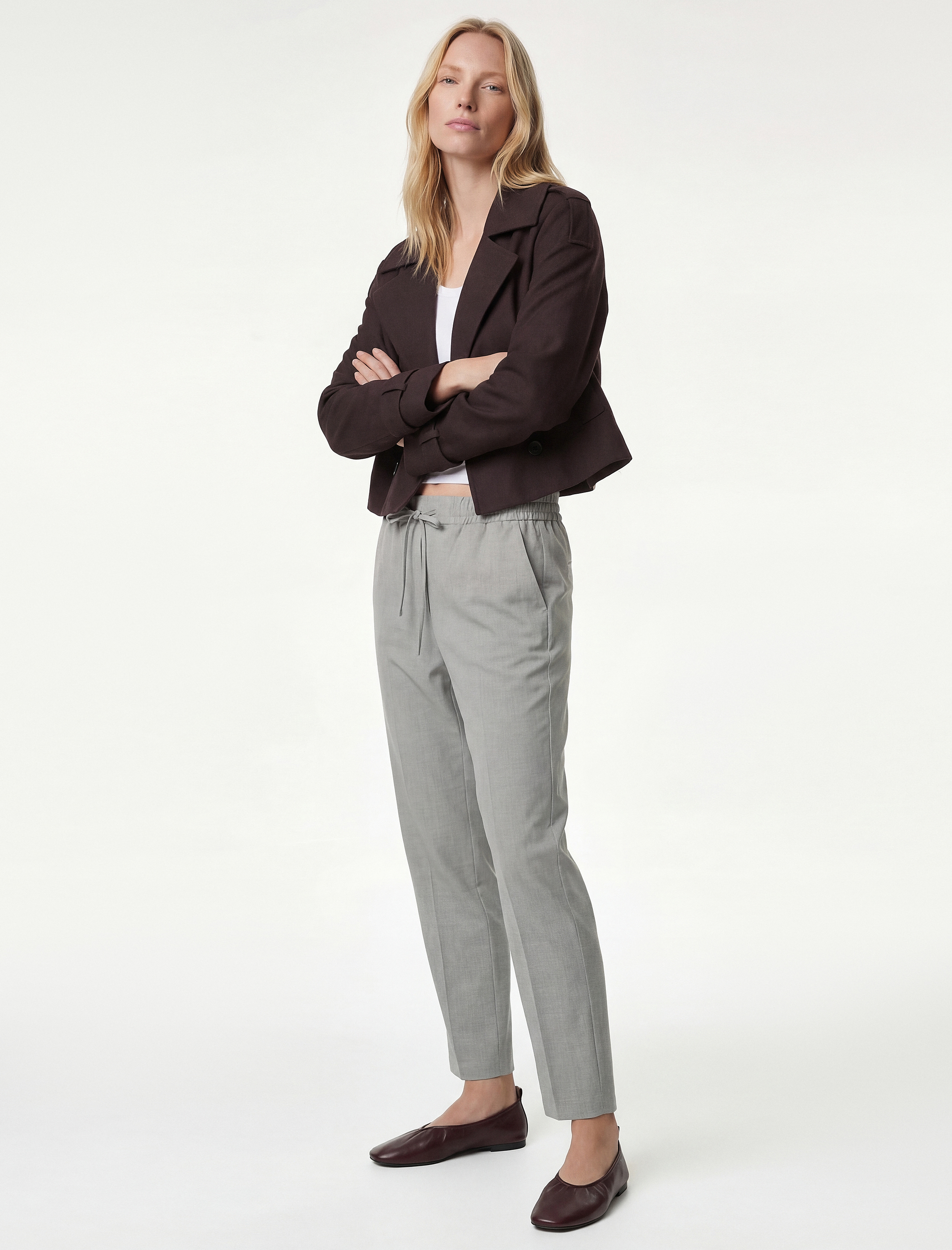   Yüksek Bel Cep Detaylı Rahat Kesim Pantolon