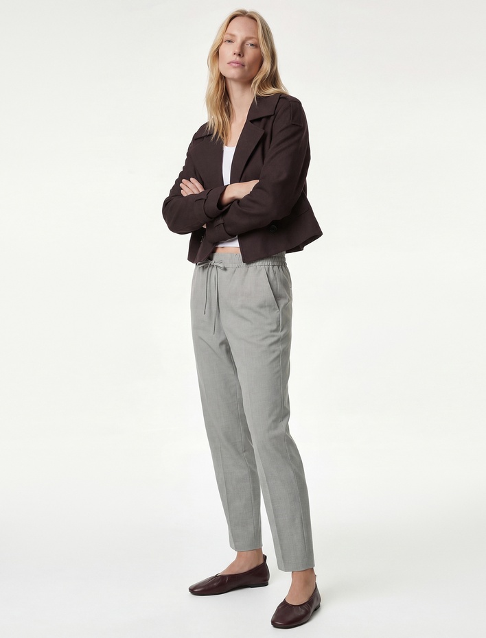  Yüksek Bel Cep Detaylı Rahat Kesim Pantolon