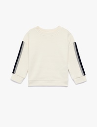 Pamuklu Uzun Kollu Bisiklet Yaka Oversize Sweatshirt