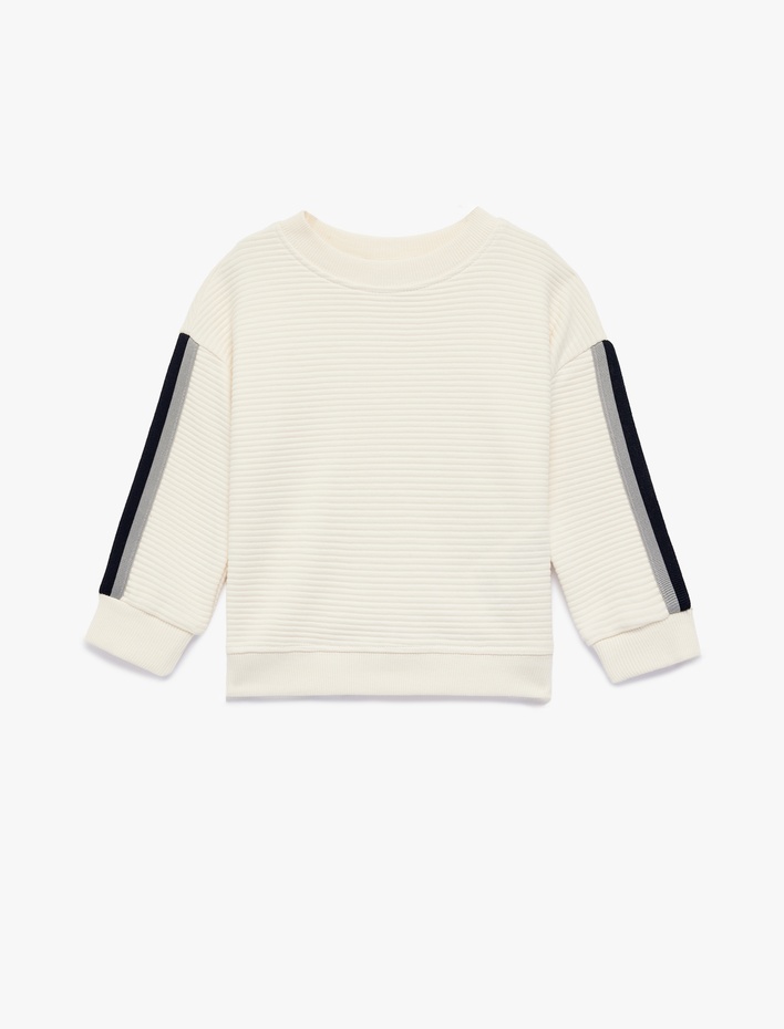 Erkek Bebek Pamuklu Uzun Kollu Bisiklet Yaka Oversize Sweatshirt