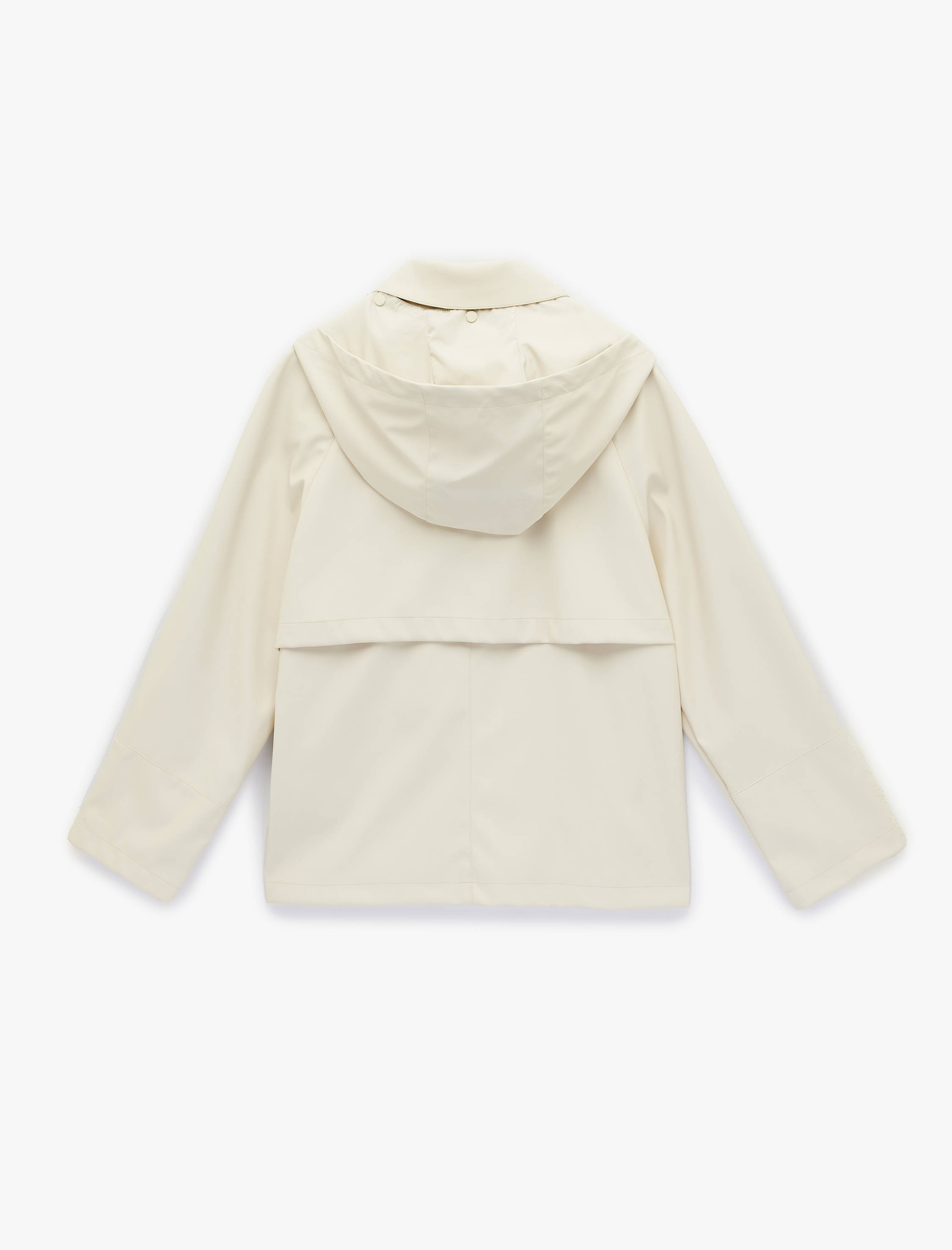   Rahat Kalıp Uzun Kollu Cepli Çıtçıt Düğme Detaylı Su İtici Kapşonlu Yağmurluk