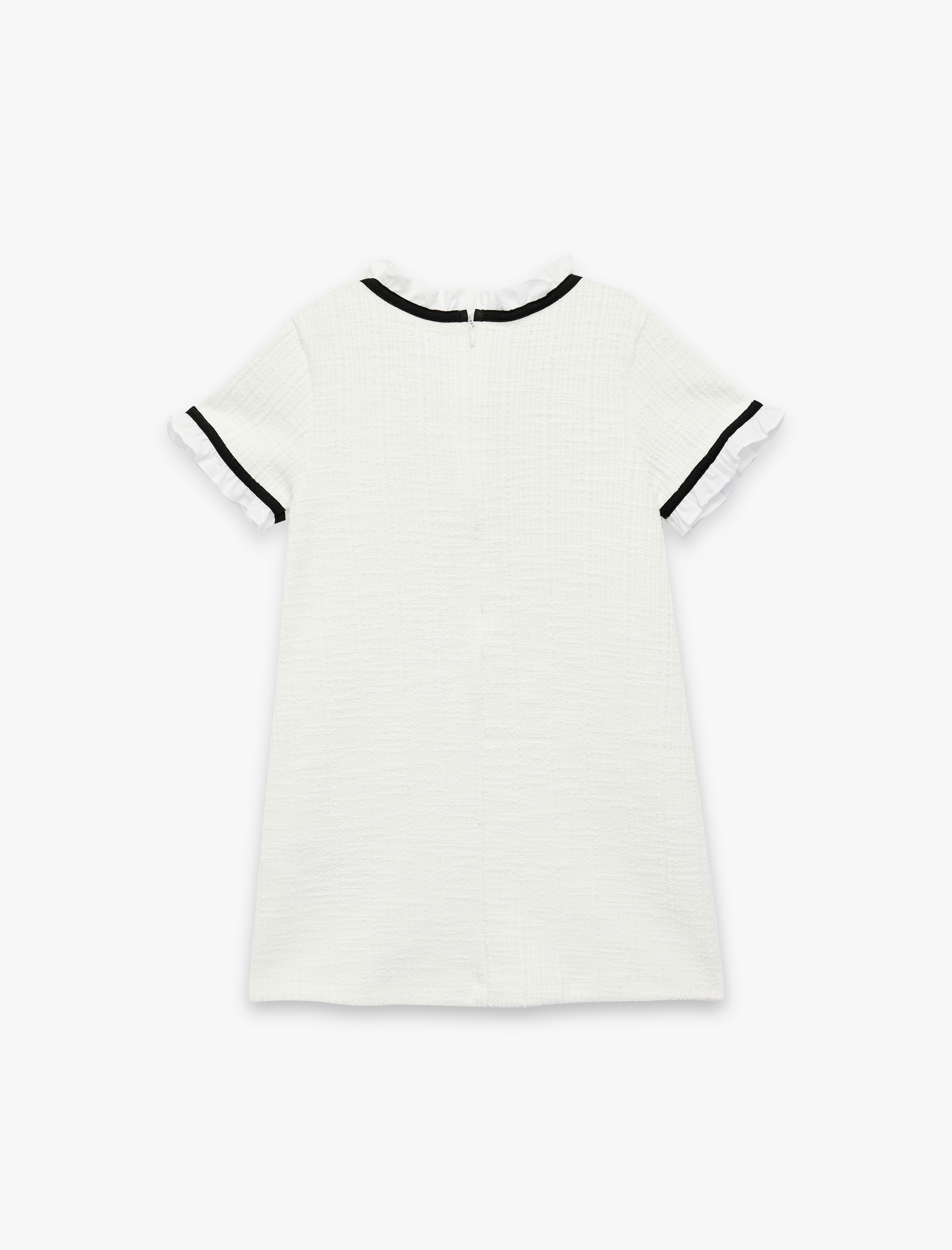  Kız Bebek Kısa Kollu Bisiklet Yaka A Kesim Cepli Fiyonklu Elbise