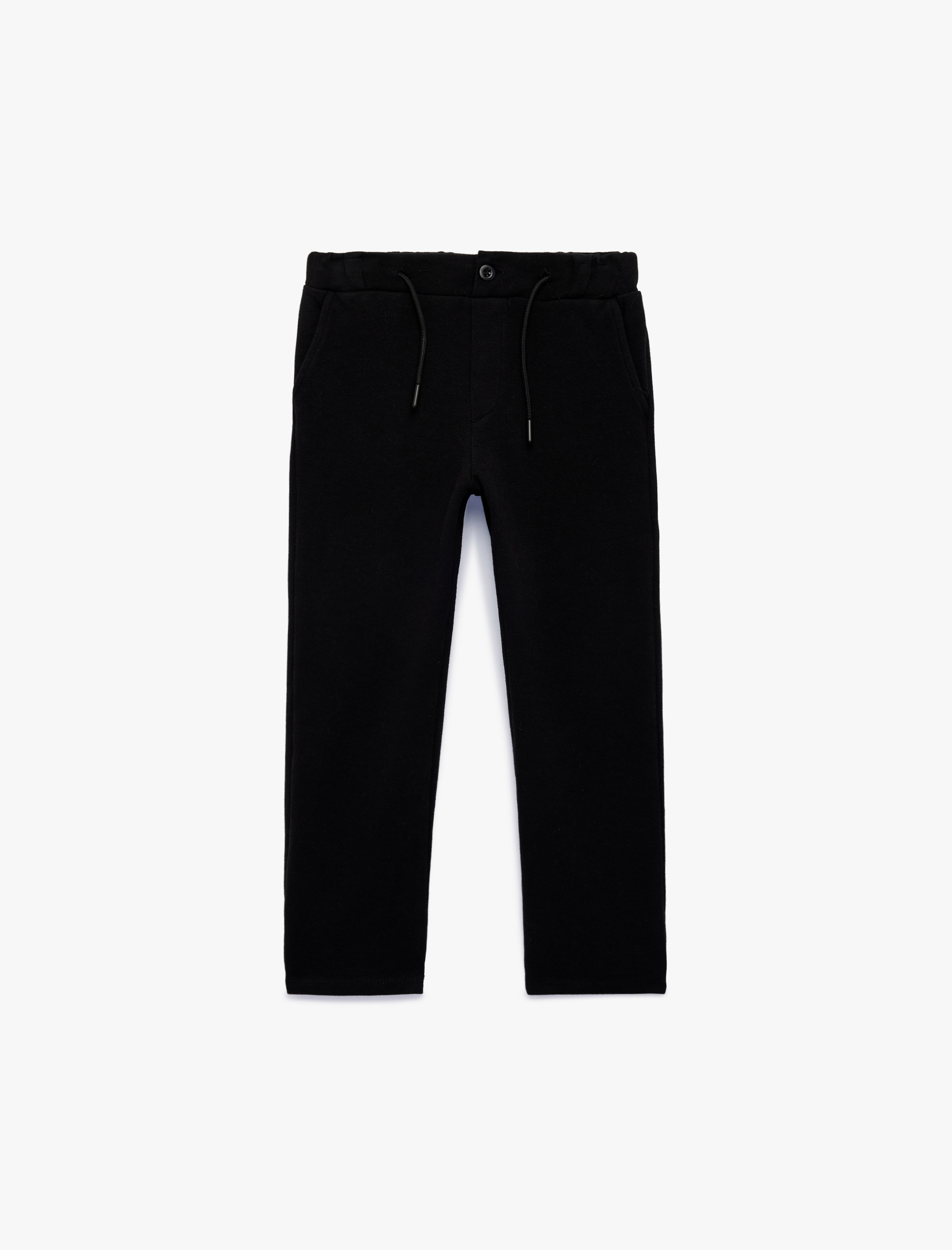  Erkek Çocuk Fermuarlı Cepli Pamuklu Beli Bağcıklı Basic Eşofman Altı