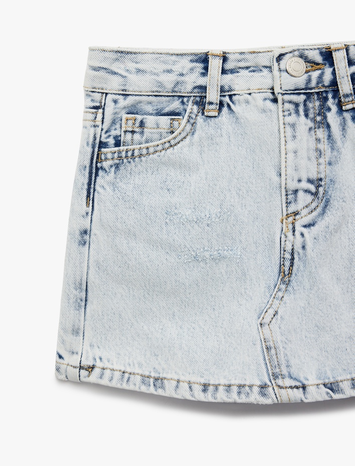 Kız Çocuk Pamuklu Slim Fit Cepli Denim Şort Etek