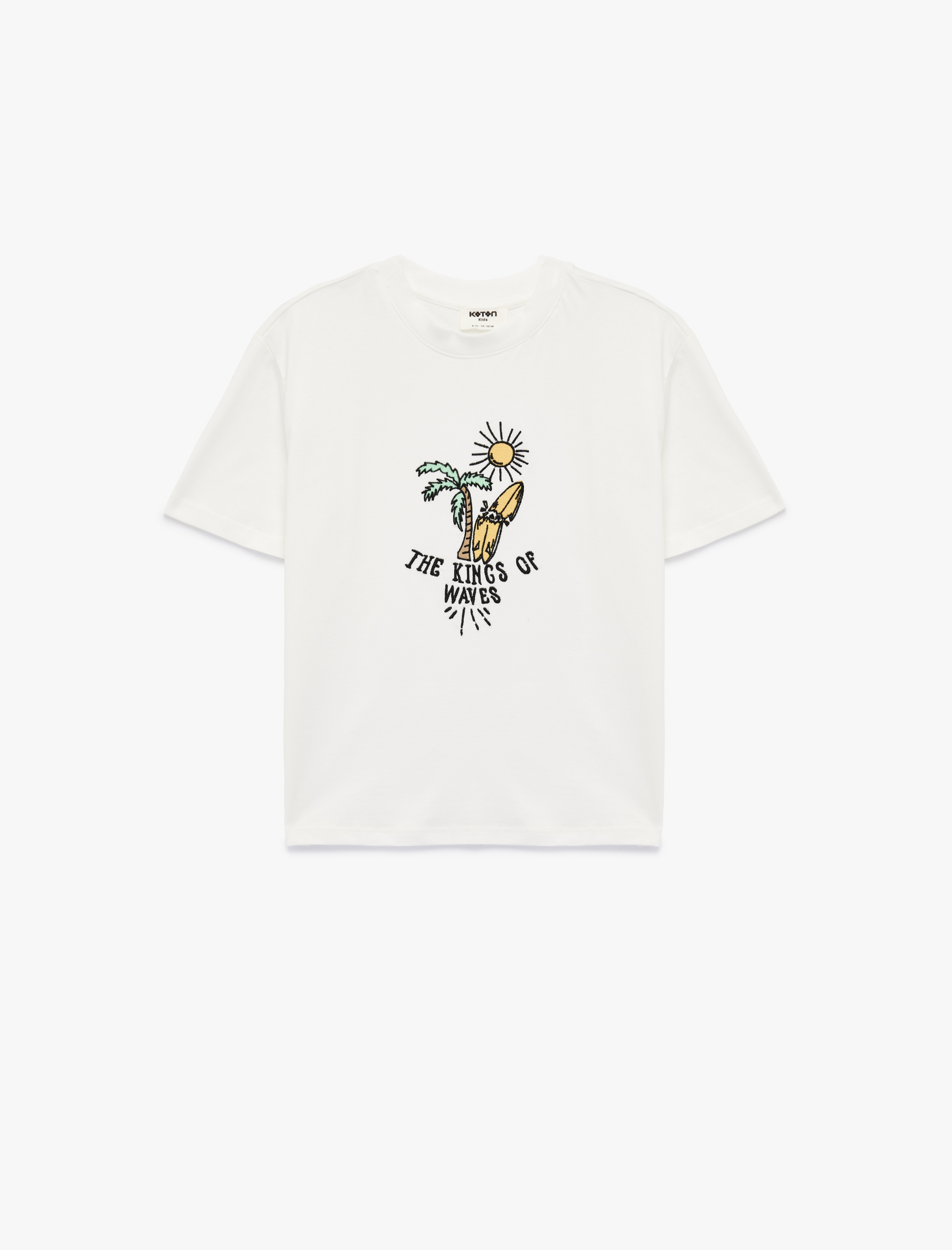  Erkek Çocuk Pamuklu Kısa Kollu Bisiklet Yaka Nakışlı Tişört