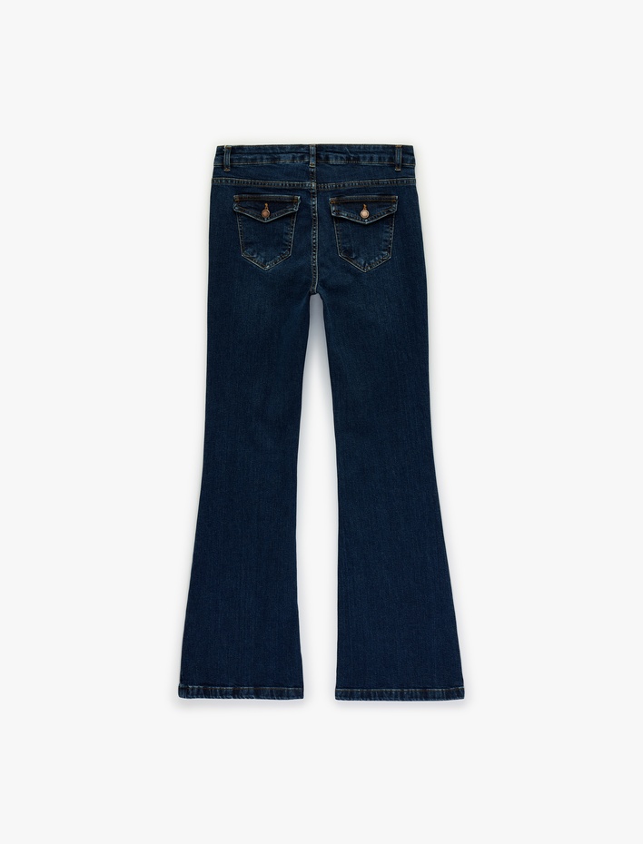  Pamuklu Düşük Bel Dar Kalıp İspanyol Paça Jean Pantolon