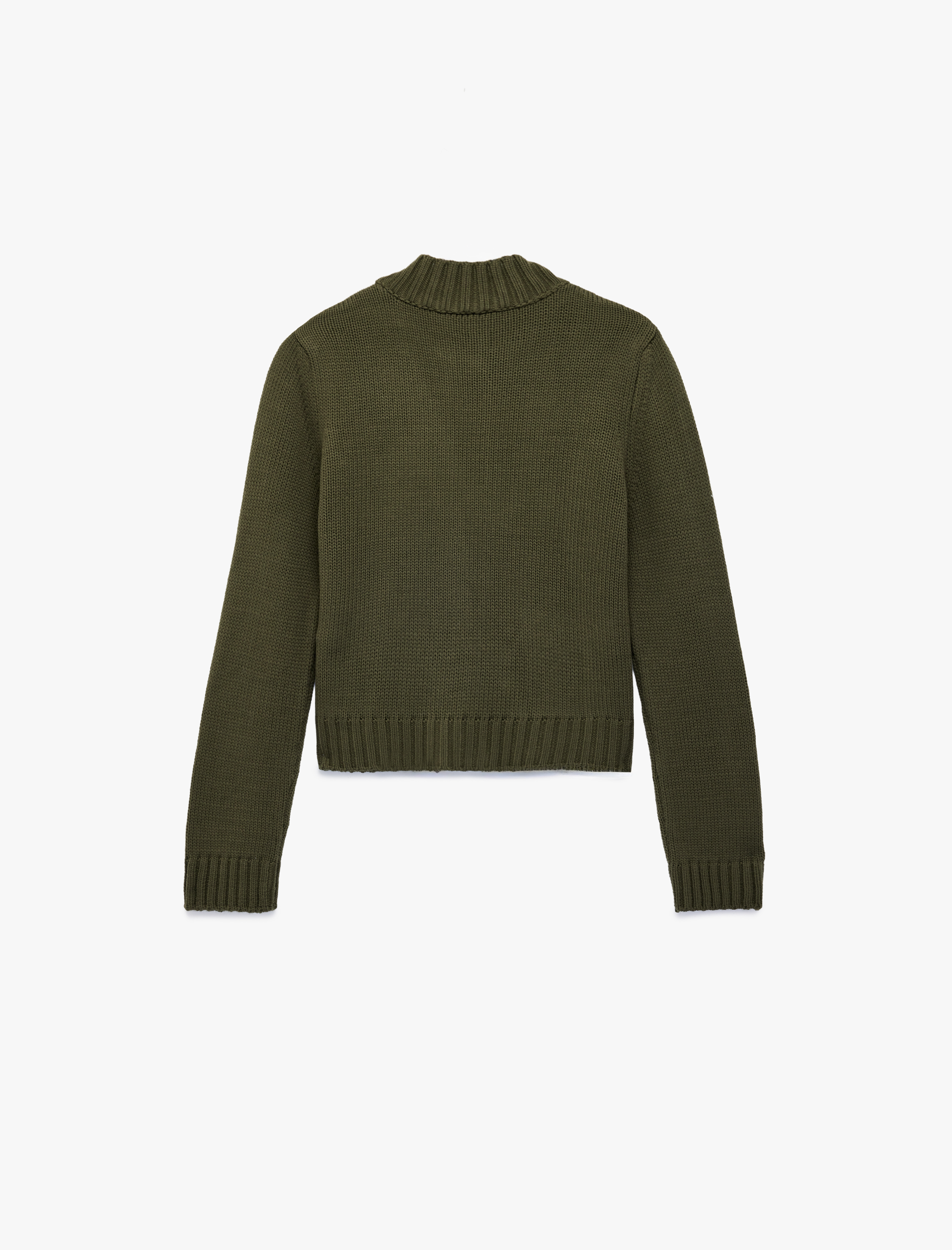   Uzun Kollu Cepli Hafif Dik Yaka Düğmeli Triko Hırka