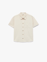 Kısa Kollu Gömlek Yaka Oversize Basic Gömlek