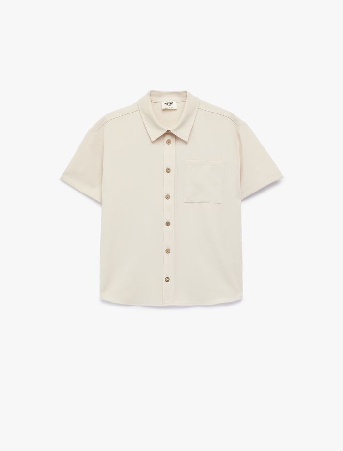 Erkek Çocuk Kısa Kollu Gömlek Yaka Oversize Basic Gömlek