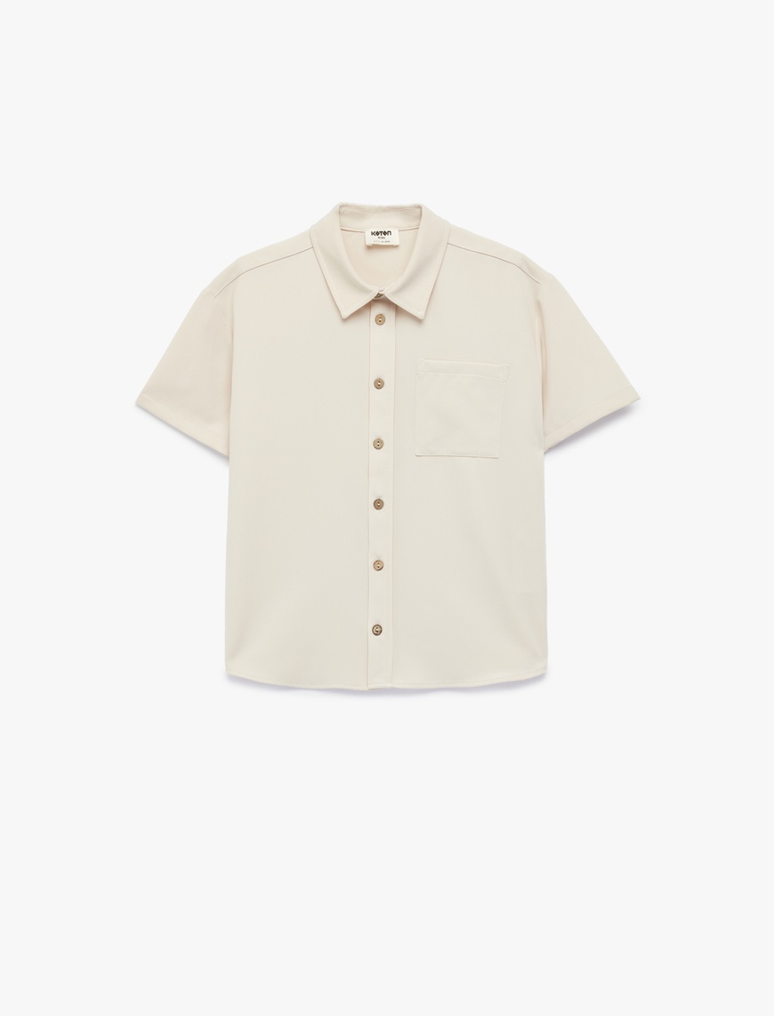 Koton Kısa Kollu Gömlek Yaka Oversize Basic Gömlek