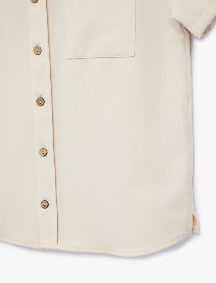 Erkek Çocuk Kısa Kollu Gömlek Yaka Oversize Basic Gömlek