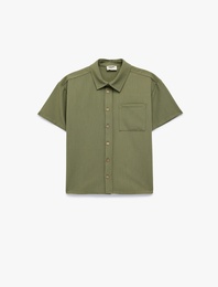 Kısa Kollu Gömlek Yaka Oversize Basic Gömlek