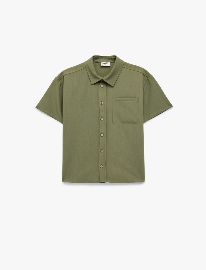 Erkek Çocuk Kısa Kollu Gömlek Yaka Oversize Basic Gömlek
