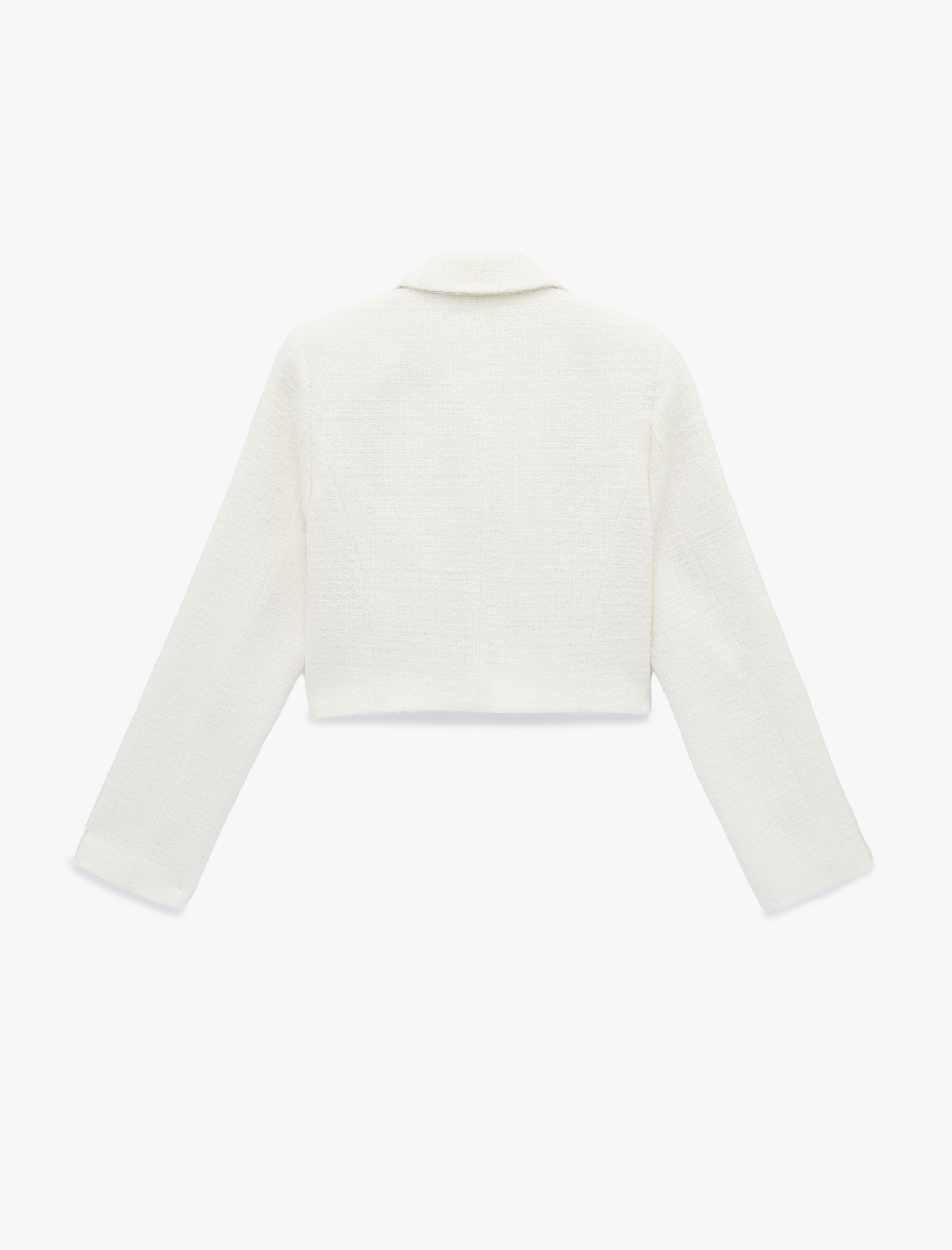   Slim Fit Uzun Kollu Düğmeli Kruvaze Crop Tüvit Ceket