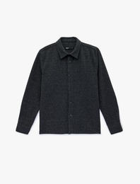 Regular Fit Klasik Yaka Uzun Kollu Kaşe Gömlek