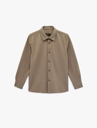 Regular Fit Klasik Yaka Uzun Kollu Kaşe Gömlek