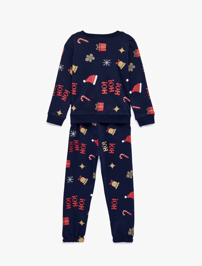 Erkek Bebek Pamuklu Uzun Kollu Bisiklet Yaka Yılbaşı Desenli Pijama Takımı