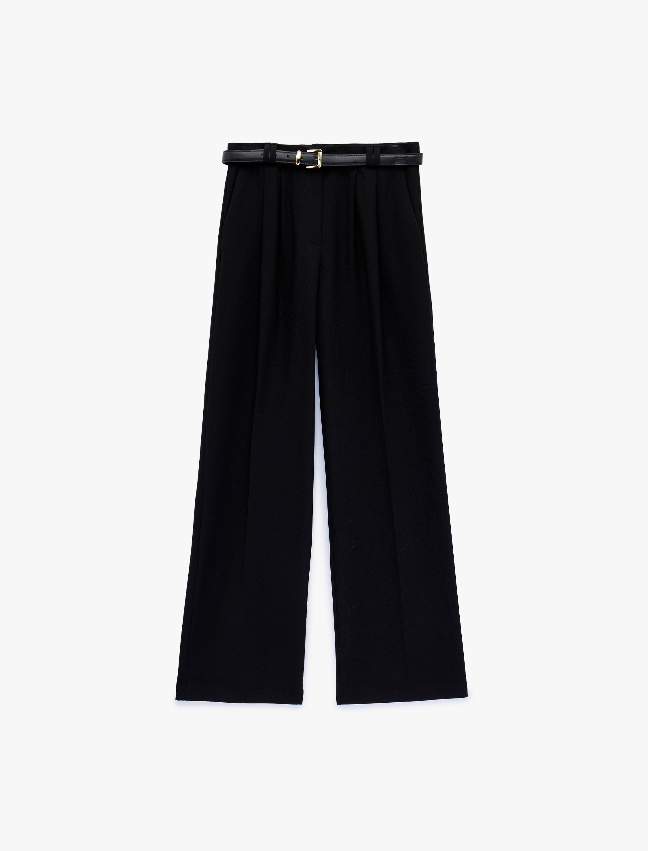   Cepli Düz Paça Uzun Kemerli Kumaş Pantolon