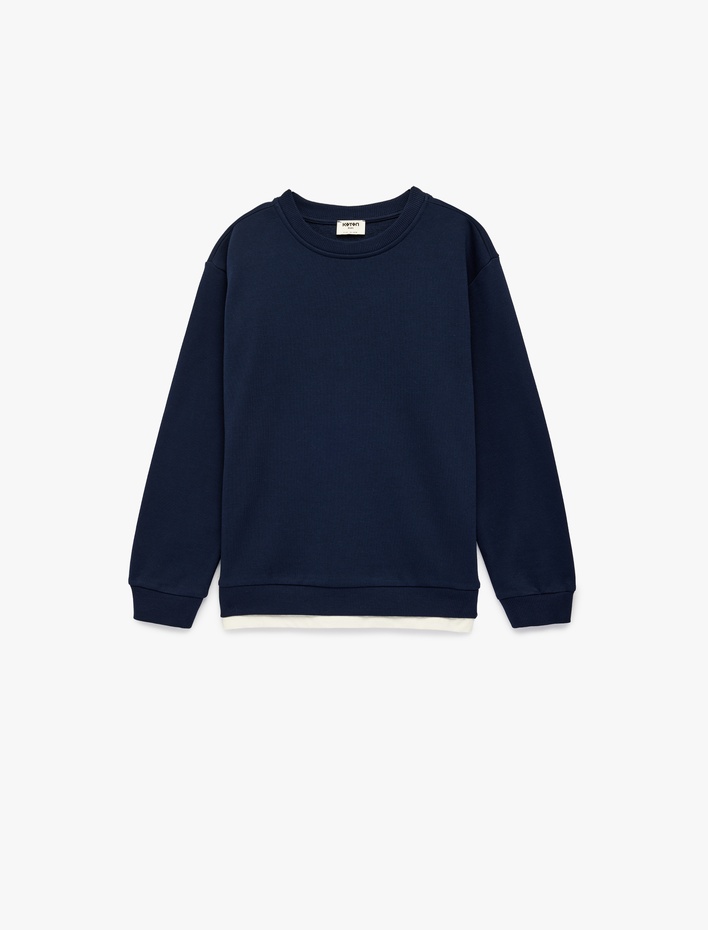 Erkek Çocuk Bisiklet Yaka Uzun Kollu Pamuklu Basic Sweatshirt