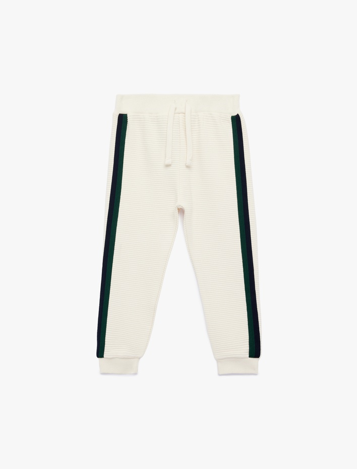Erkek Bebek Pamuklu Şerit Detaylı Beli Bağcıklı Jogger Eşofman Altı