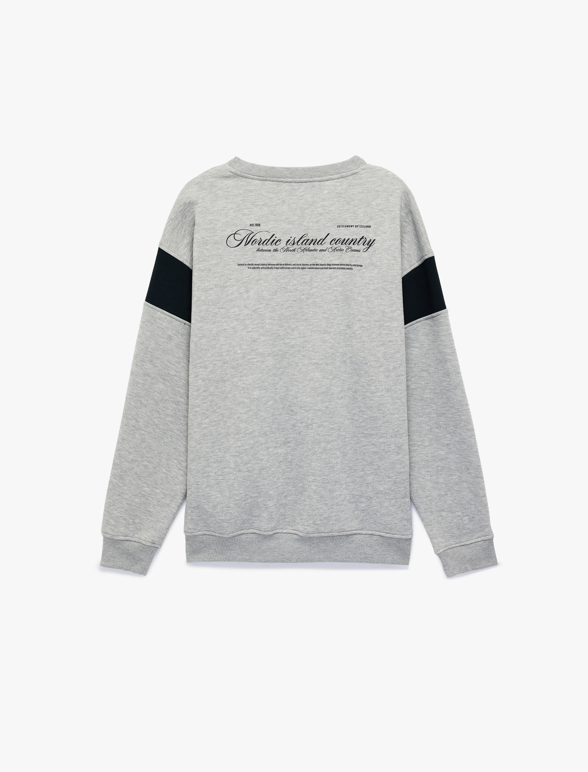   Şardonlu Uzun Kollu Bisiklet Yaka Arkası Baskılı Sweatshirt