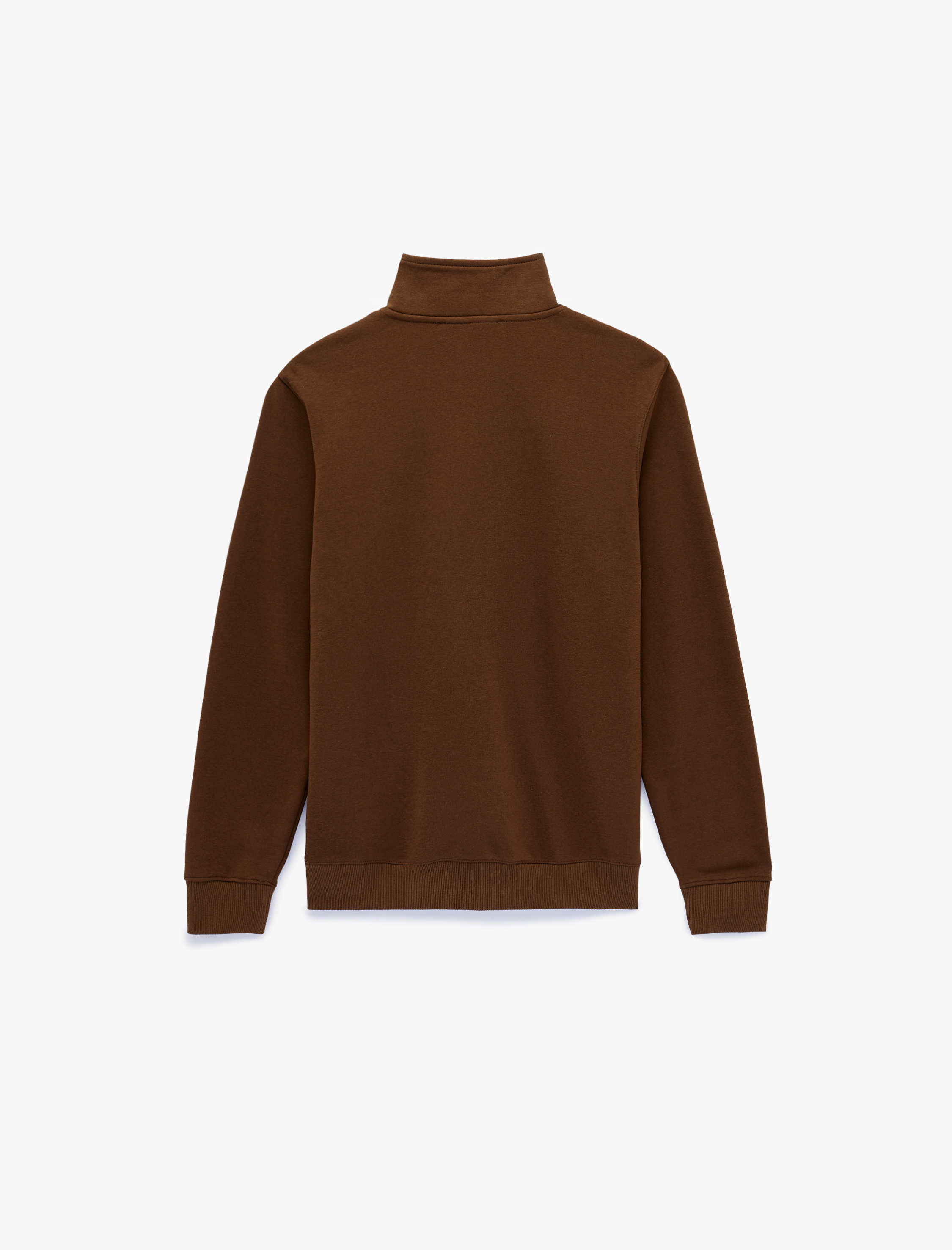   Uzun Kollu Şardonlu Basic Yarım Fermuarlı Sweatshirt