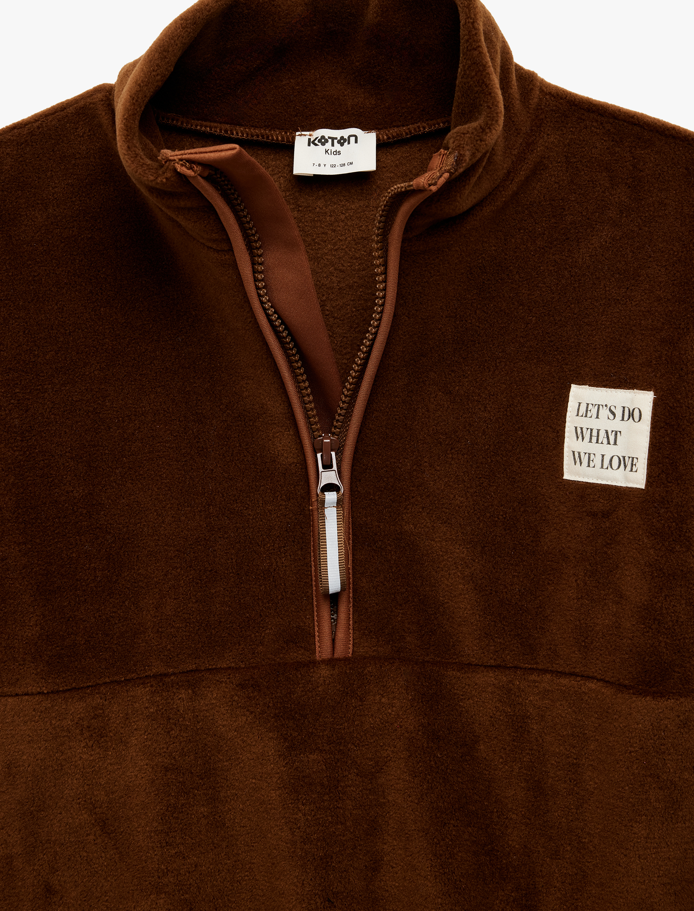  Kız Çocuk Uzun Kollu Cep Detaylı Baskılı Yarım Fermuarlı Polar Sweatshirt