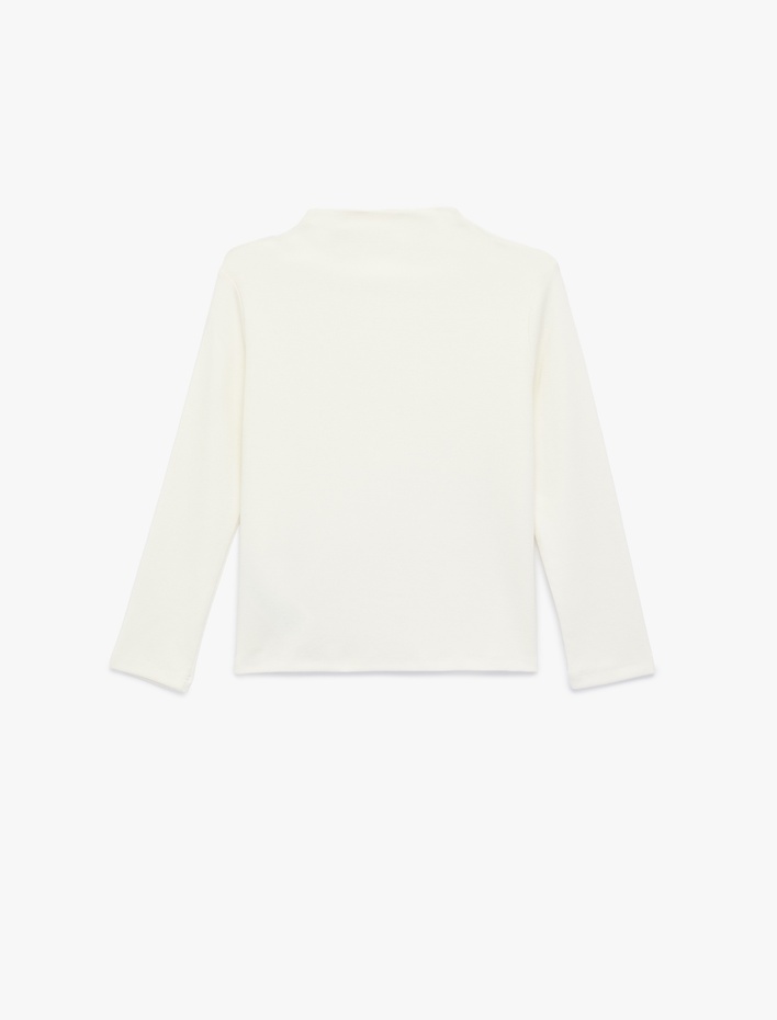 Kız Çocuk Modal Karışımlı Uzun Kollu Dik Yaka Basic Tişört