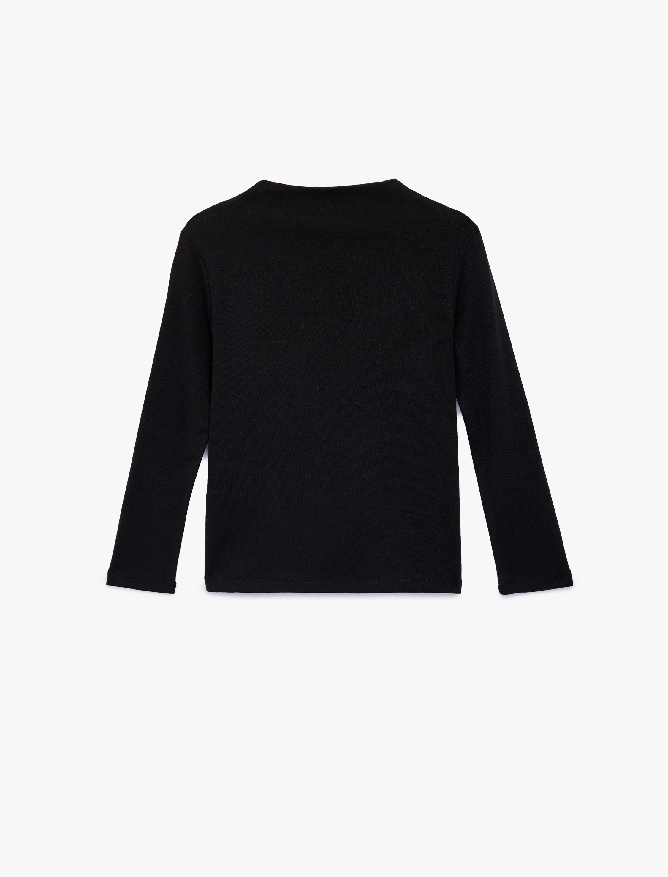  Kız Çocuk Modal Karışımlı Uzun Kollu Dik Yaka Basic Tişört