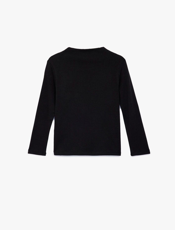 Kız Çocuk Modal Karışımlı Uzun Kollu Dik Yaka Basic Tişört