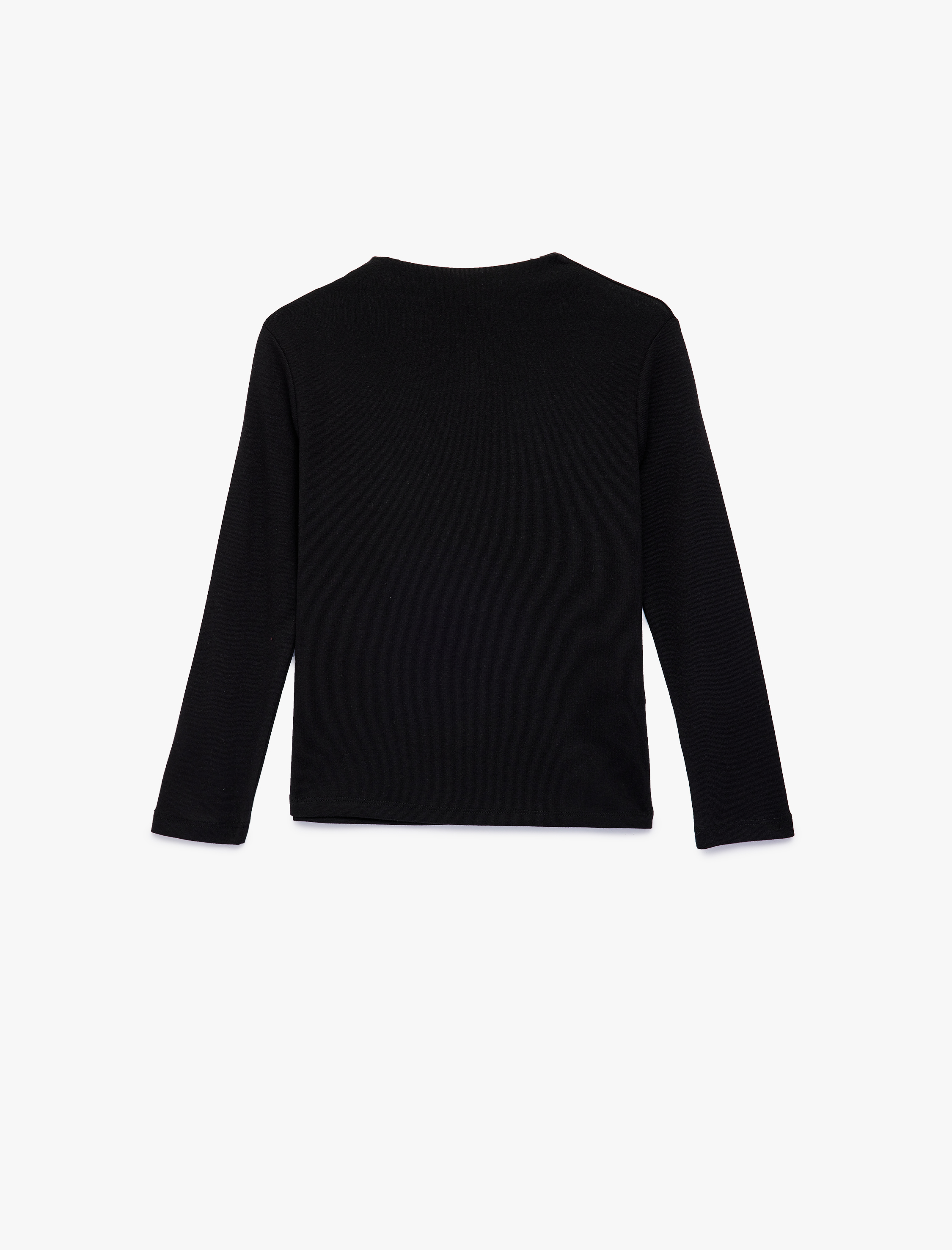  Kız Çocuk Modal Karışımlı Uzun Kollu Dik Yaka Basic Tişört