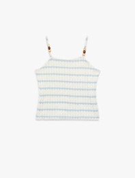 Boncuk Detaylı Askılı Bisiklet Yaka Çizgili Atlet