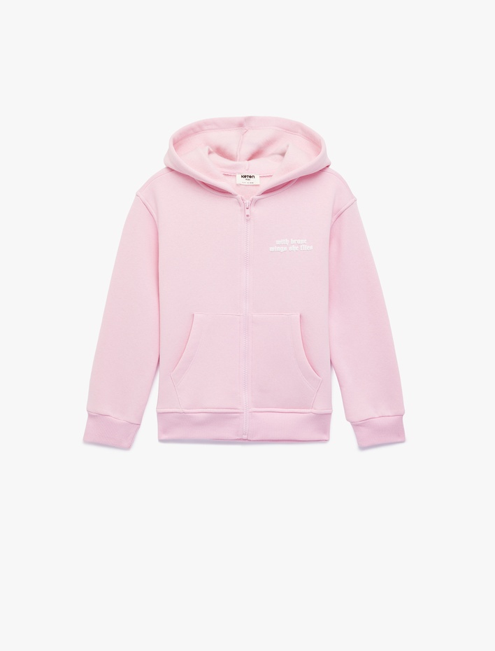 Kız Çocuk Uzun Kollu Fermuarlı Kapşonlu Sweatshirt