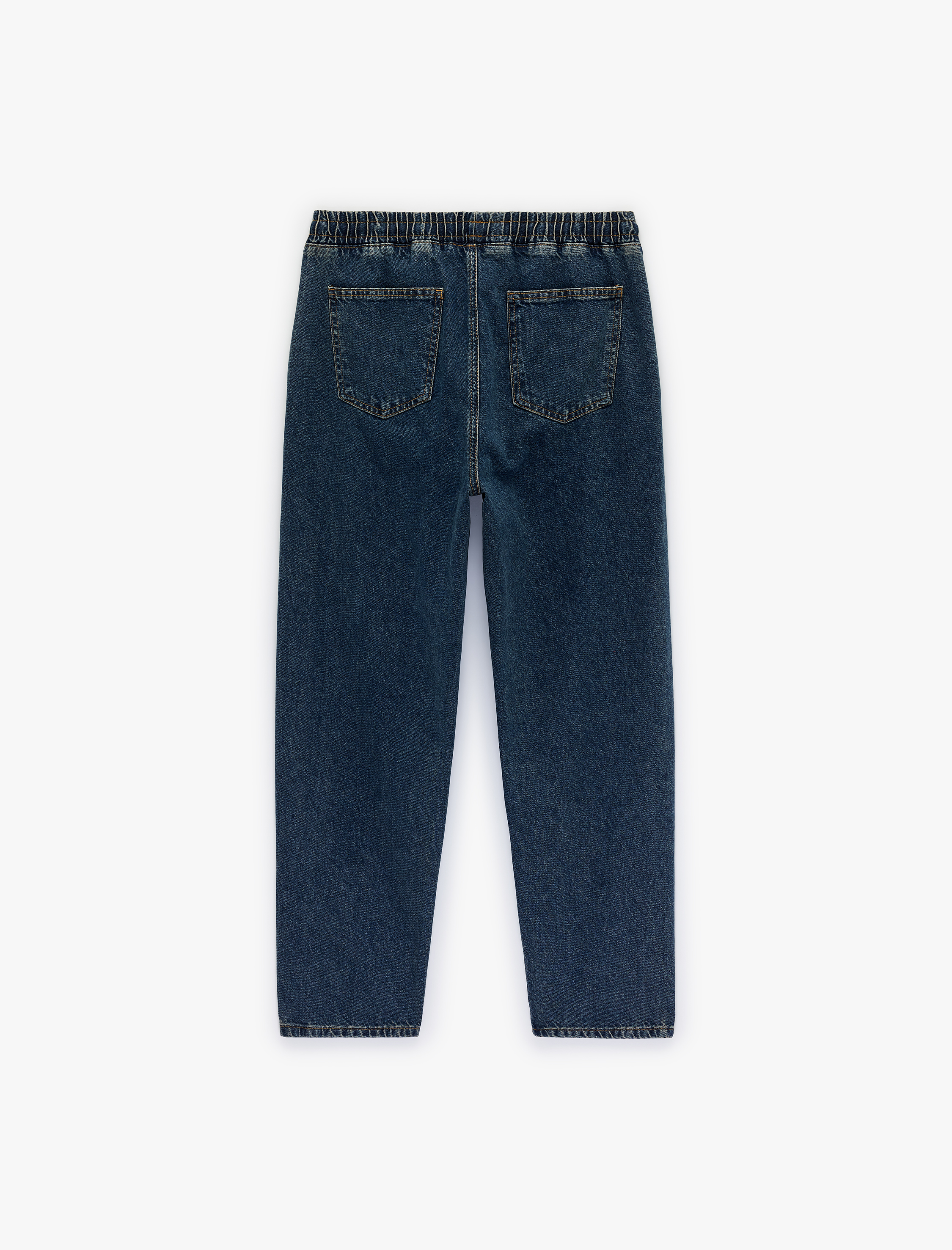   Pamuklu Beli Bağcıklı Bol Baggy Jean Pantolon