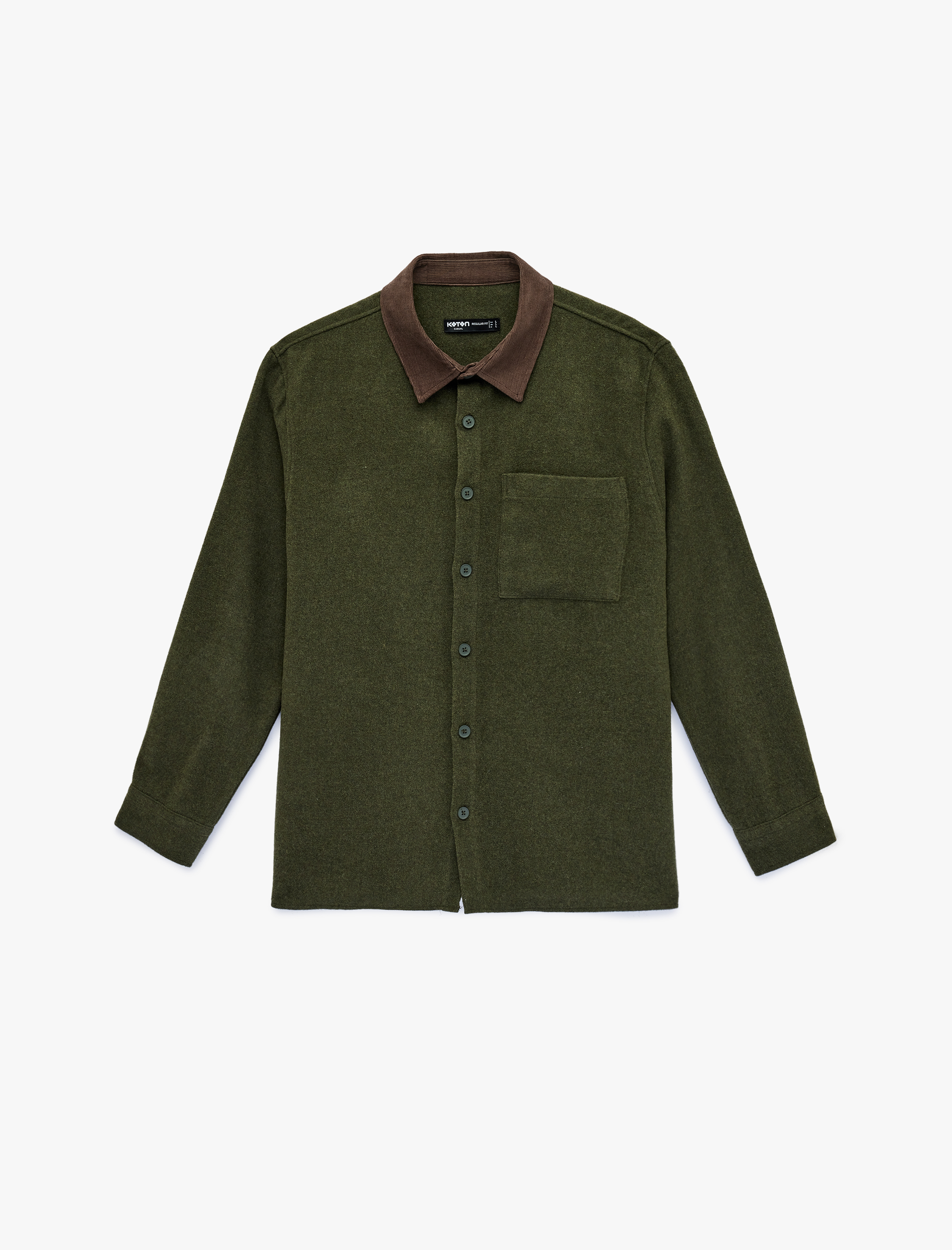   Regular Fit Cepli Renk Kontrastlı Klasik Yaka Uzun Kollu Gömlek