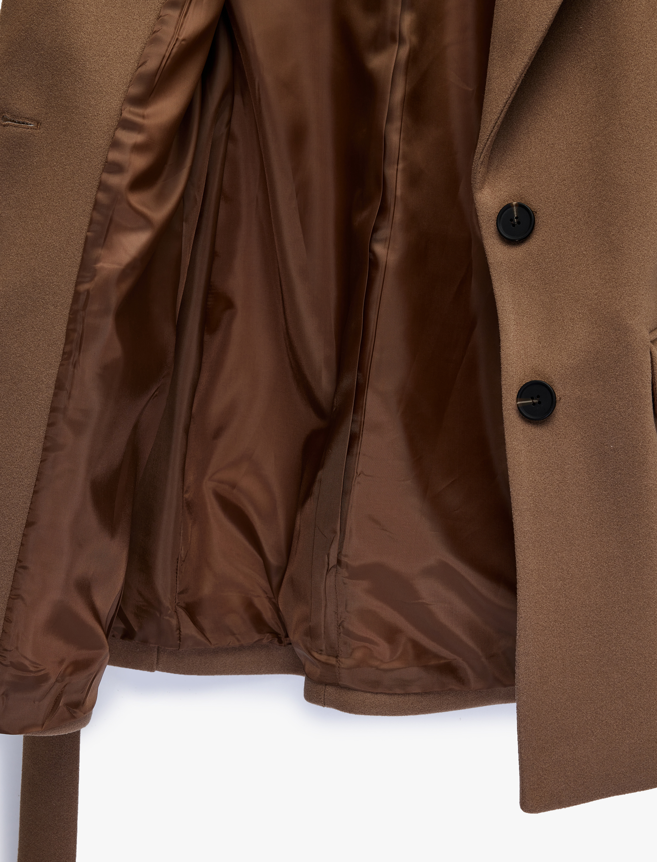   Kemerli Kaşe Kaban Cepli Uzun Kollu