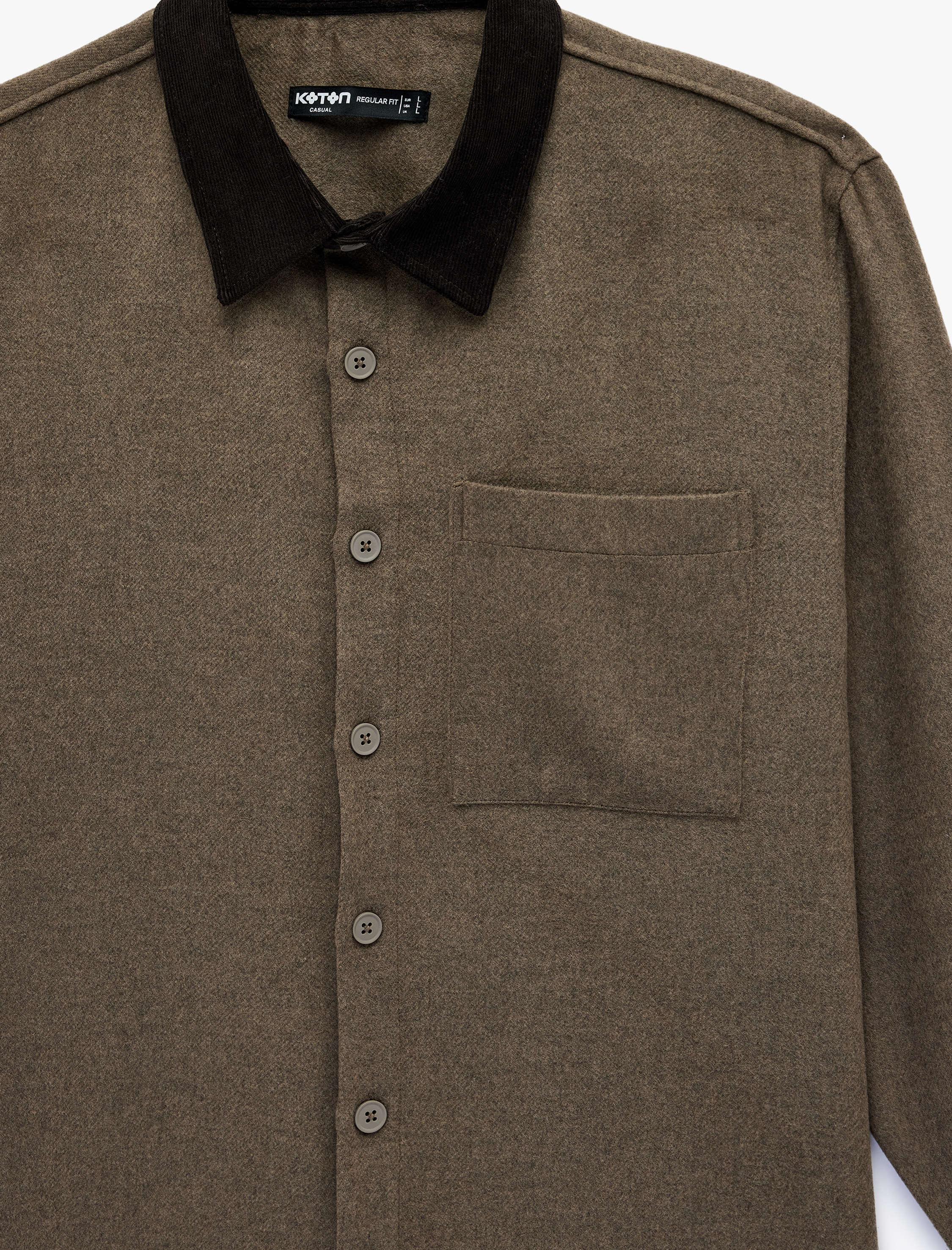   Regular Fit Cepli Renk Kontrastlı Klasik Yaka Uzun Kollu Gömlek