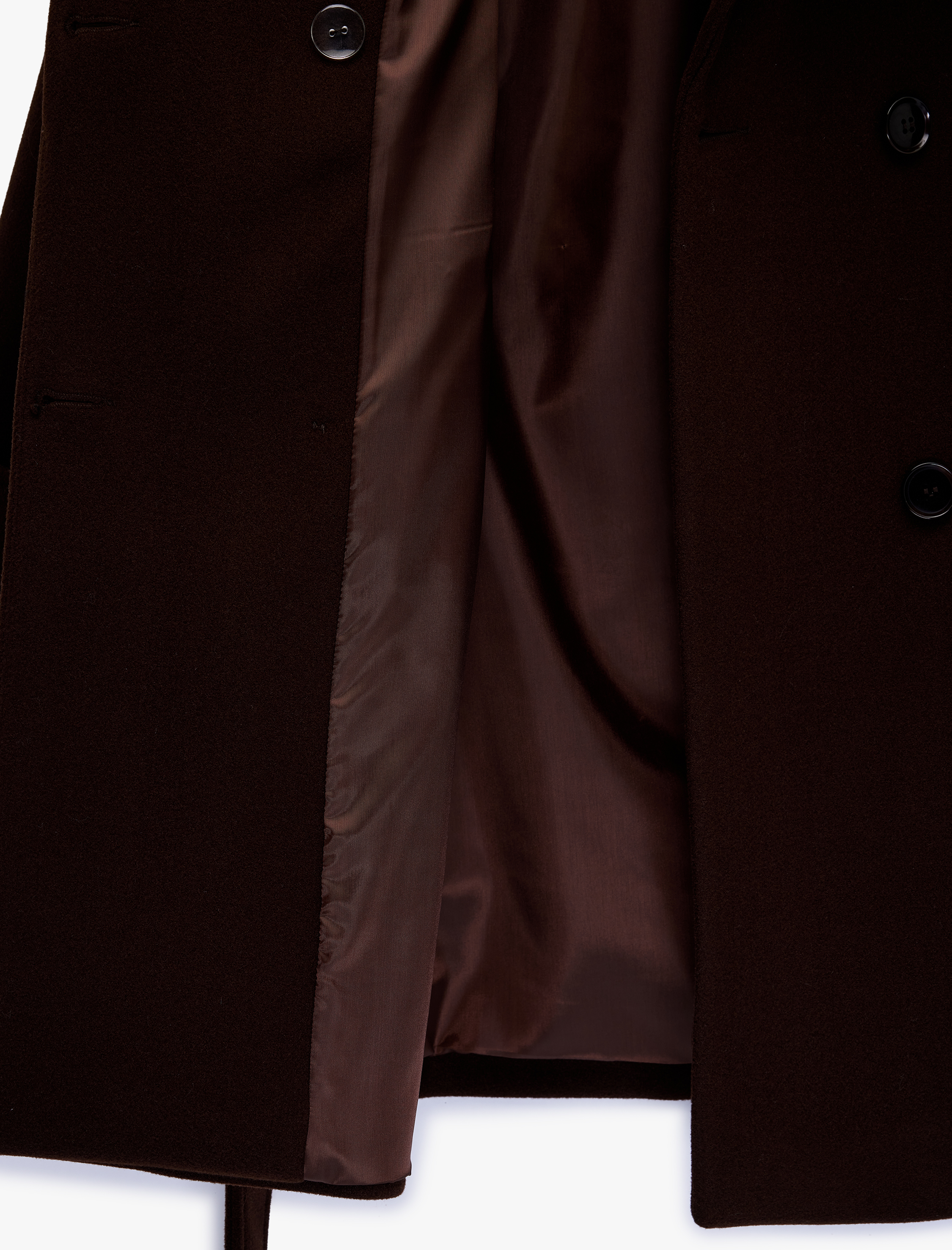   Cepli Kruvaze Uzun Kollu Kemerli Kaşe Kaban