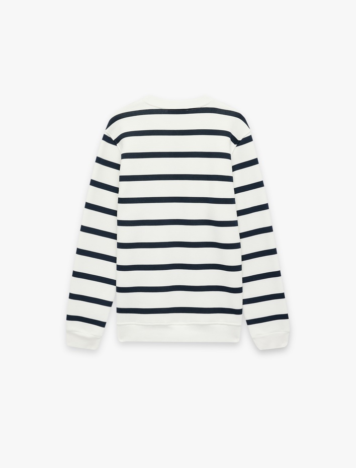  Uzun Kollu Bisiklet Yaka Şardonlu Regular Fit Sweatshirt