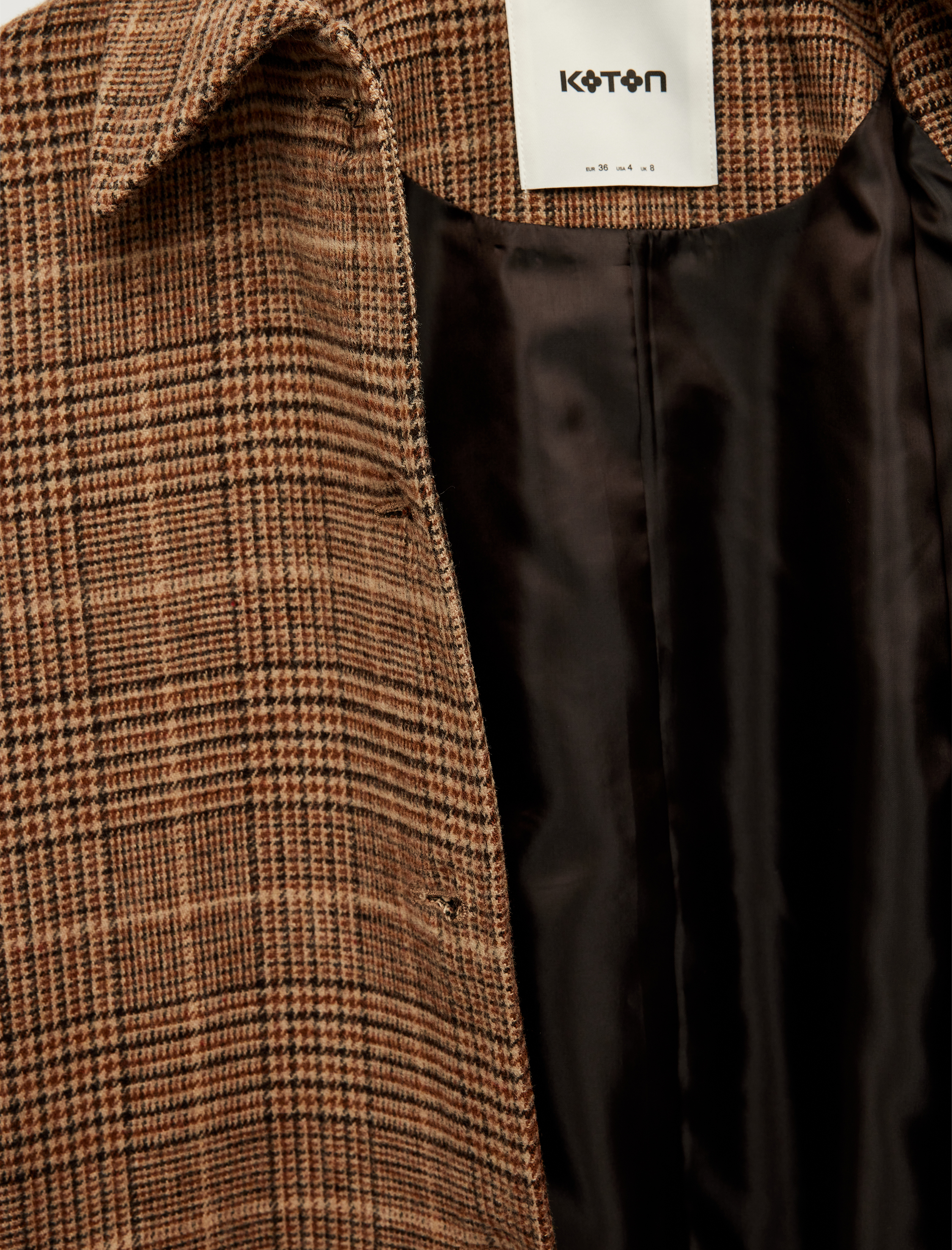   Kemerli Kaşe Ekose Kaban Düğmeli Cepli Uzun Kollu