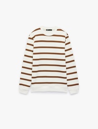 Uzun Kollu Bisiklet Yaka Şardonlu Regular Fit Sweatshirt