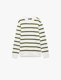 Uzun Kollu Bisiklet Yaka Şardonlu Regular Fit Sweatshirt