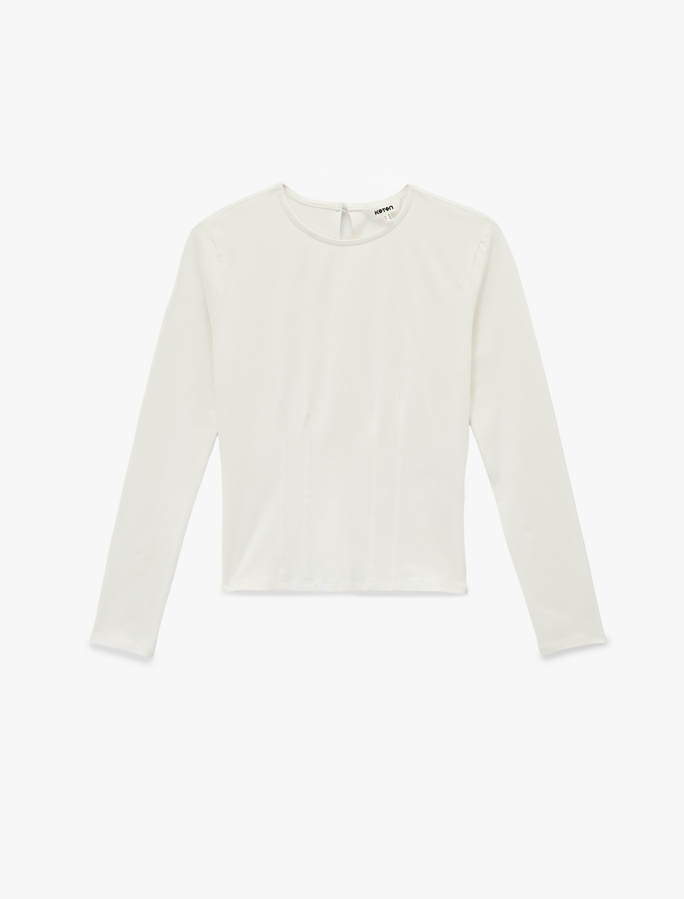   Pamuklu Slim Fit Dikiş Detaylı Uzun Kollu Bisiklet Yaka Tişört