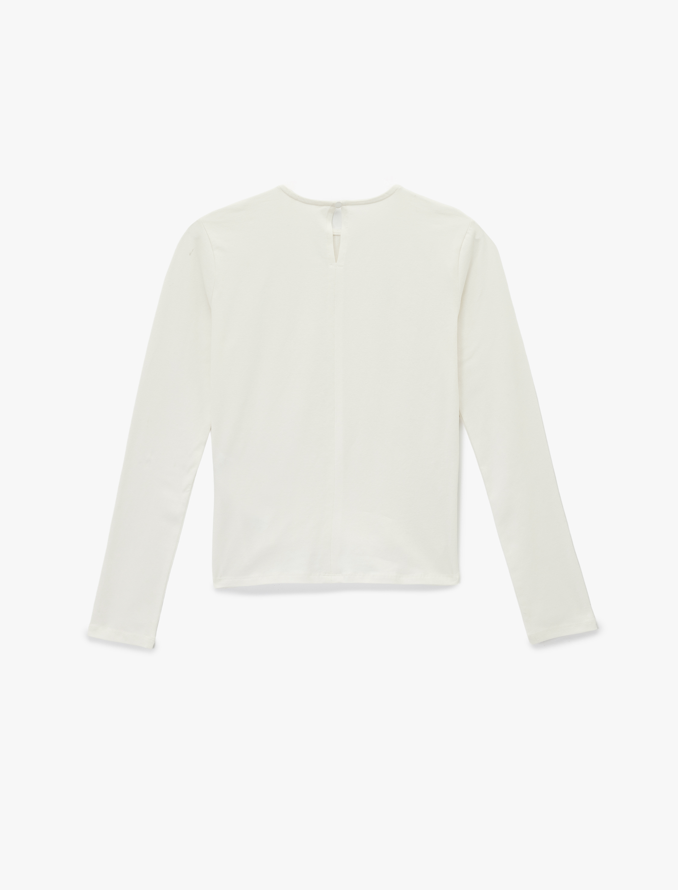   Pamuklu Slim Fit Dikiş Detaylı Uzun Kollu Bisiklet Yaka Tişört