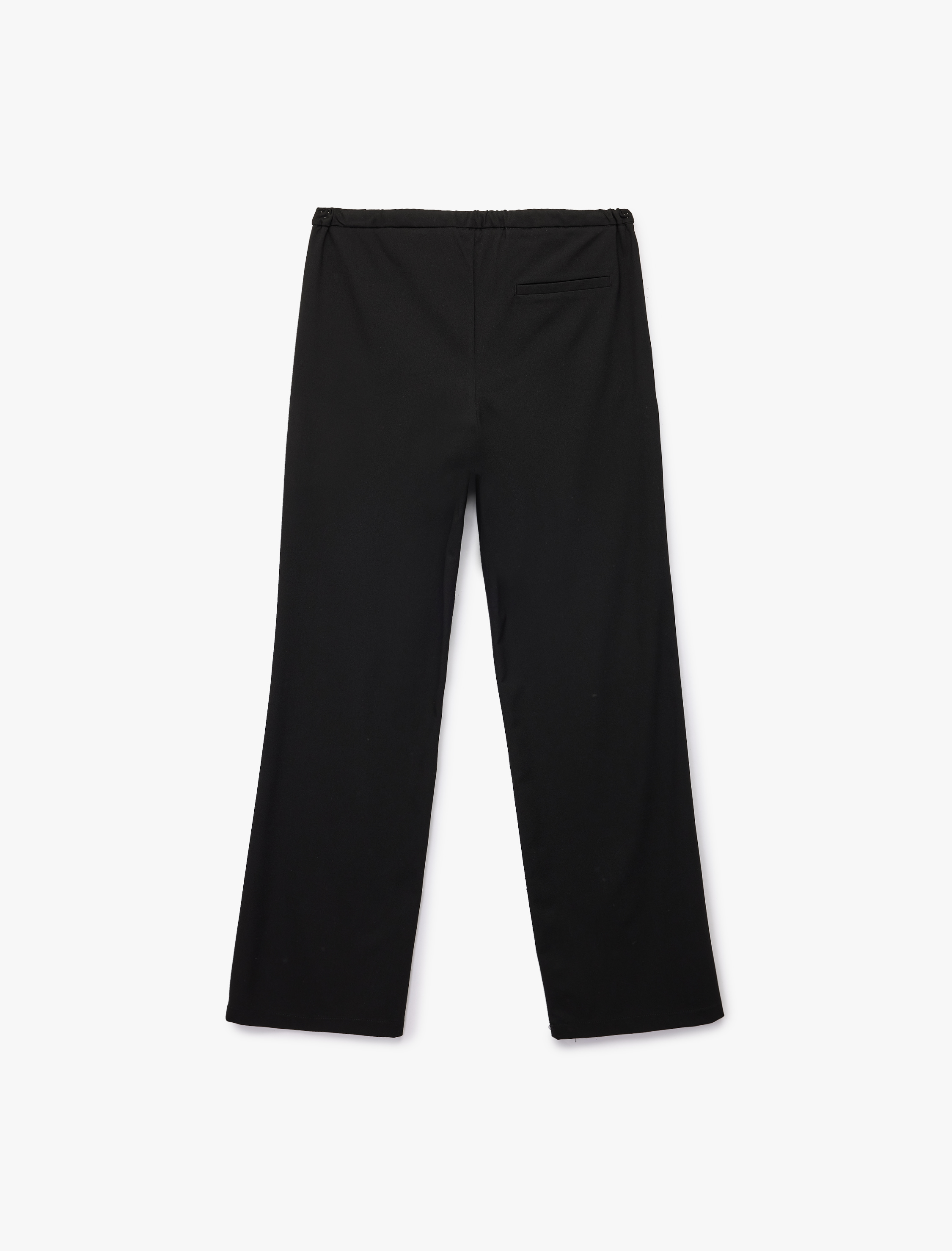   Beli Bağcıklı Düz Bol Paça Pantolon