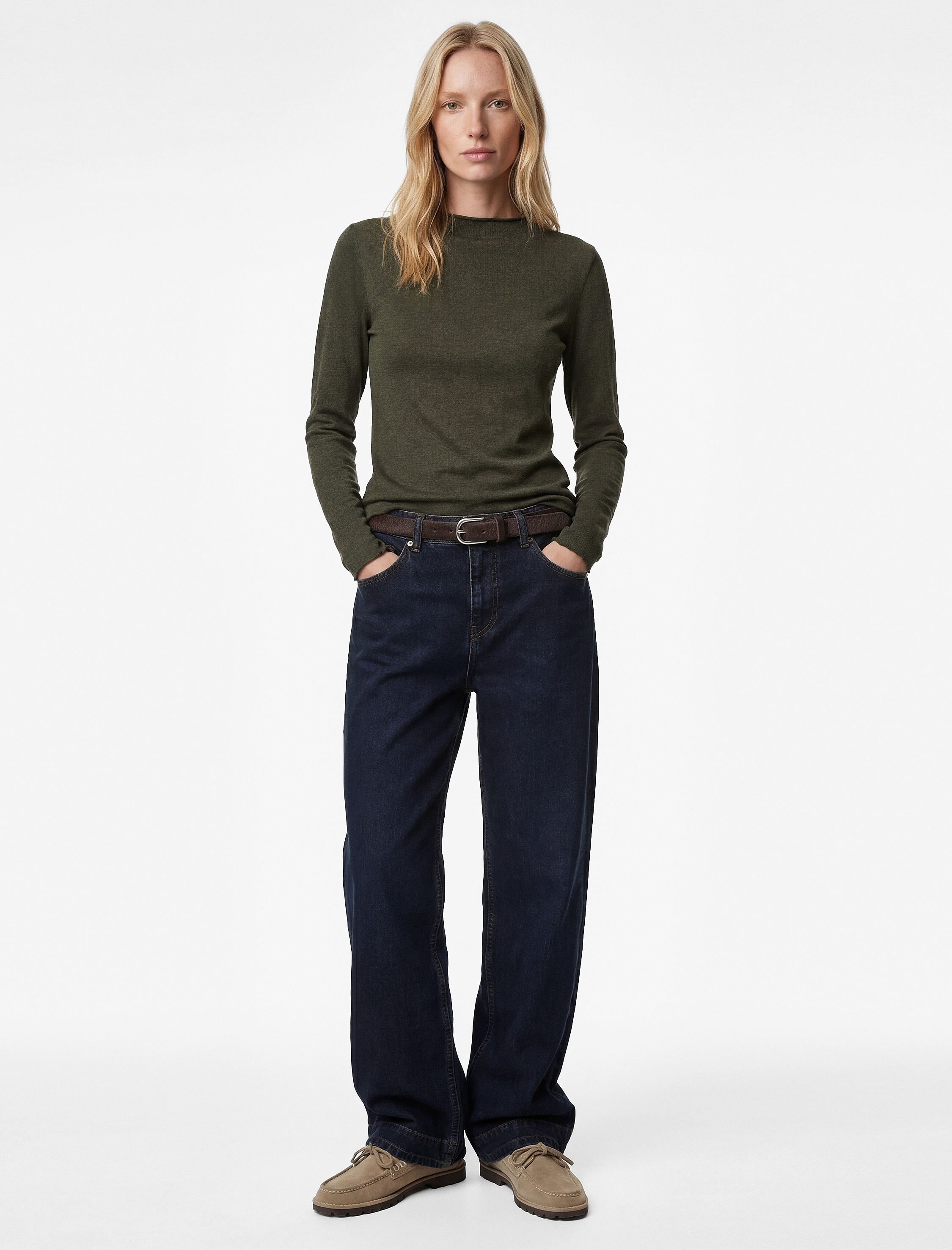   Koton X Sima Tarkan - Koyun Yünü Karışımlı Uzun Kollu Hafif Dik Yaka Bluz