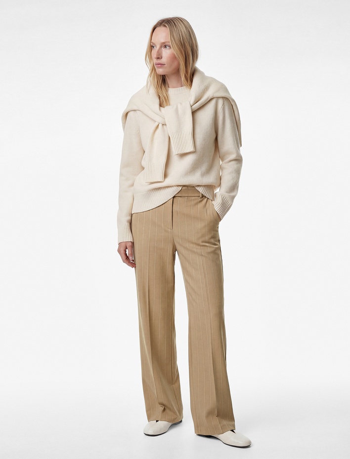  Koton X Sima Tarkan - Cepli Düz Paça Çizgili Kumaş Pantolon