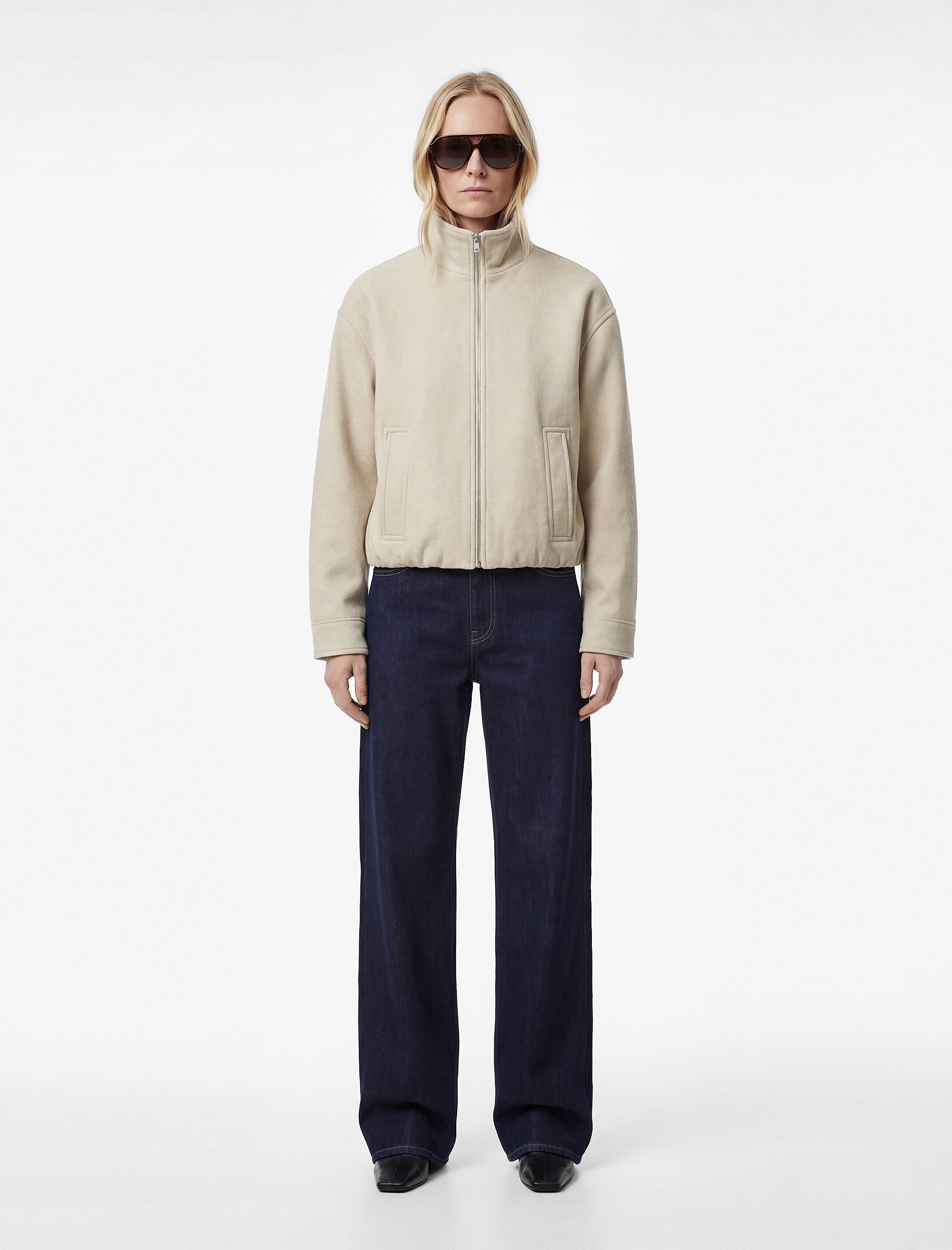   Koton X Sima Tarkan -  Kısa Kaban Kaşe Uzun Kollu Dik Yaka Cepli