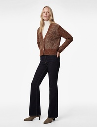 Koton X Melis Ağazat - Uzun Kollu V Yaka Pullu Payetli Parıltılı Triko Crop Hırka